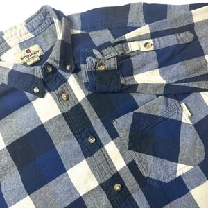 Woolrich‎ Men's Flannel Button Up Shirt Size Large Blue Plaid